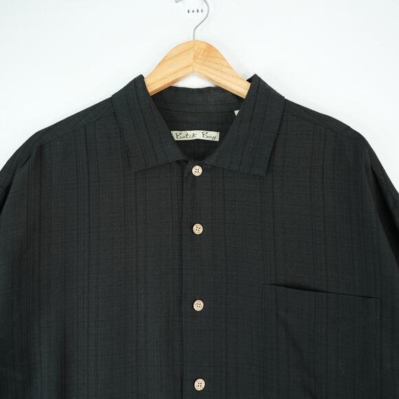 Batik Bay Shirt Mens XL Black Long Sleeve Button Front Rayon Blend - Picture 3 of 8